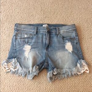 Sneak Peek Jean Shorts with Lace Detail